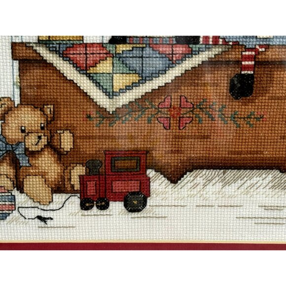 Completed Framed w Mat Cross Stitch Nursery Chest Raggety Ann Teddy Vtg Toys - Picture 4 of 7